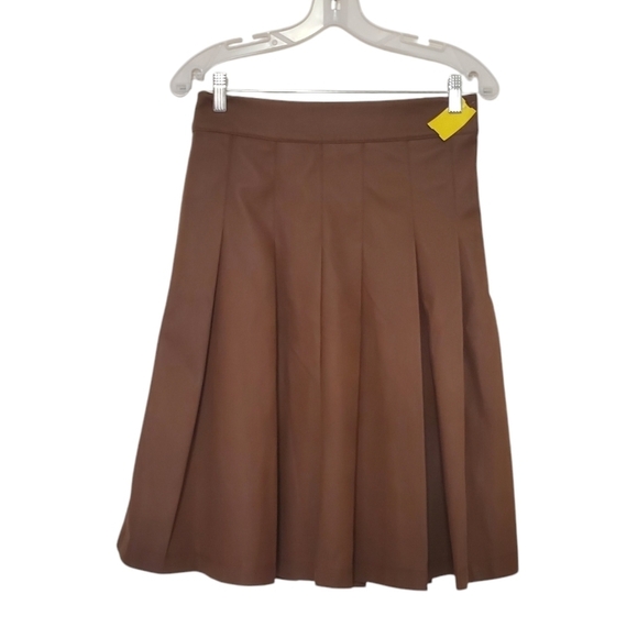 NWT - Recollections Brown A-Line Skirt Knee-Length with Pleats Size Med - Picture 1 of 4